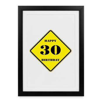 30e anniversaire , Signe , Joyeux anniversaire (25) - Affiche encadrée (27 × 37 cm) - noir - Devant
