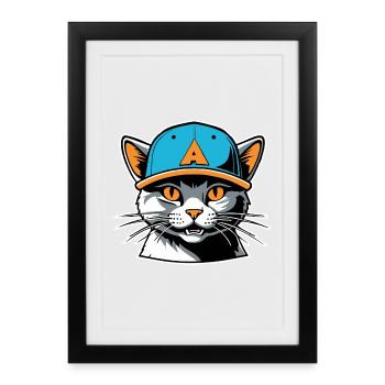 Cat in a hat - Framed poster (27 × 37 cm) - black - Front