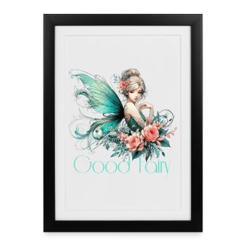 Cadeau de fée marraine - Affiche encadrée (27 × 37 cm) - noir - Devant