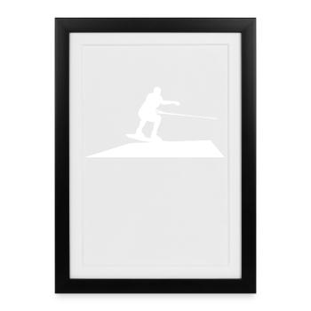 Sports nautiques Wakeboard Wakesurf Planche de surf Surf - Affiche encadrée (27 × 37 cm) - noir - Devant