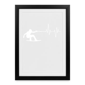 Wakeboard, Cascade, Kitesurfer, Surf, Sports nautiques - Affiche encadrée (27 × 37 cm) - noir - Devant