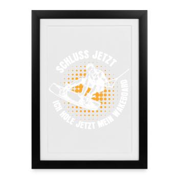 Stunt Wakeboard Planche de surf Kitesurfer Déclaration - Affiche encadrée (27 × 37 cm) - noir - Devant