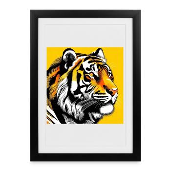 Tigre Pop Art - Affiche encadrée (27 × 37 cm) - noir - Devant