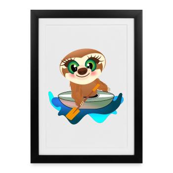KIDS KAYAK CANOE SLOTH - Framed poster (27 × 37 cm) - black - Front
