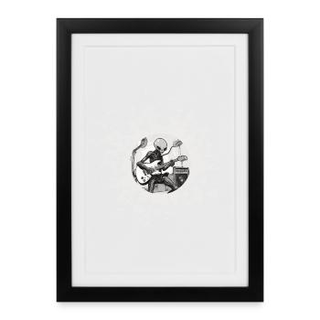 Alien Musiker mit Gitarre - Gerahmtes Poster (27 × 37 cm) - Schwarz - Vorne