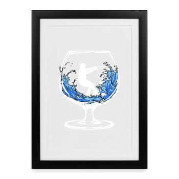 Kitesurfer, Stunt Wakeboard, Water Skiing, Surfing - Framed poster (27 × 37 cm) - black - Front
