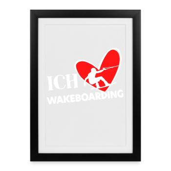 Wakeboard Statement Heart Stunt Kitesurfer Surf - Affiche encadrée (27 × 37 cm) - noir - Devant