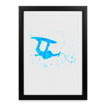 Water Sports, Stunt, Kitesurfer, Surfing, Surfing - Framed poster (27 × 37 cm) - black - Front