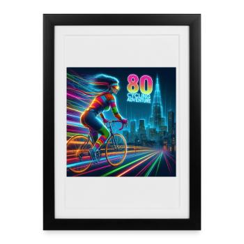 Aventure cycliste Neon 80 - Affiche encadrée (27 × 37 cm) - noir - Devant