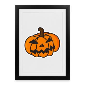 Maquette amusante de citrouille d’Halloween - Affiche encadrée (27 × 37 cm) - noir - Devant