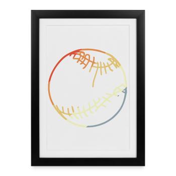 Dessin de balle de baseball - Affiche encadrée (27 × 37 cm) - noir - Devant