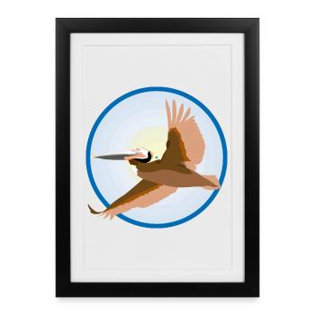 Pélican - Affiche encadrée (27 × 37 cm) - noir - Devant