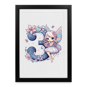 3 Years Fairy Elf Birthday Gift - Framed poster (27 × 37 cm) - black - Front
