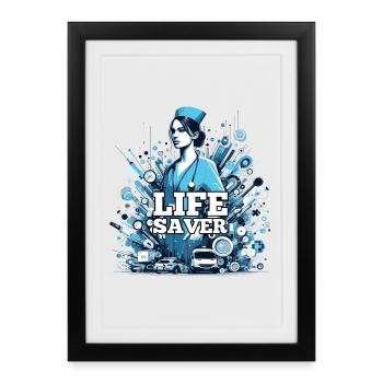 Cadeau de sauveteur d’infirmière - Affiche encadrée (27 × 37 cm) - noir - Devant
