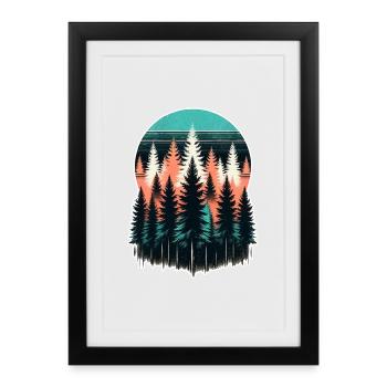 Coucher de soleil de lumière forestière - Affiche encadrée (27 × 37 cm) - noir - Devant