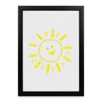 SOIS HEUREUX SOLEIL JOYEUX - Affiche encadrée (27 × 37 cm) - noir - Devant