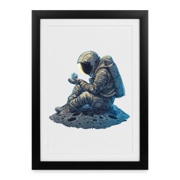 An astronaut observes the Earth - Framed poster (27 × 37 cm) - black - Front