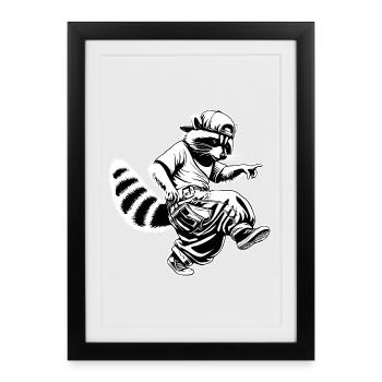 Hiphop Raccoon - Framed poster (27 × 37 cm) - black - Front