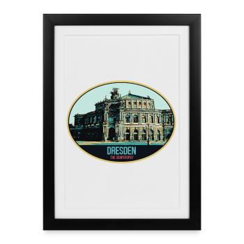 Semperoper of Dresden: Elegance in Illustration - Framed poster (27 × 37 cm) - black - Front