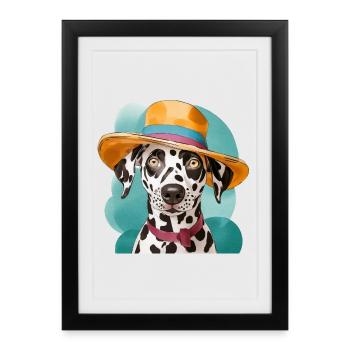 Funny Dalmatian with hat - Framed poster (27 × 37 cm) - black - Front