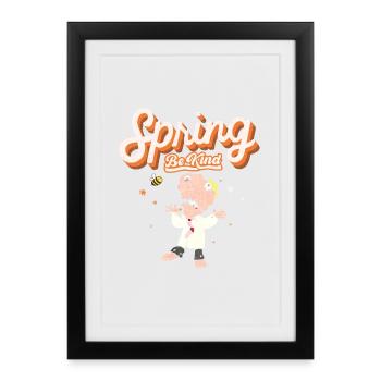 Funny spring decoration with bee - Framed poster (27 × 37 cm) - black - Front