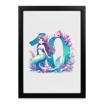 10 Years Mermaid Sweet Birthday Gift - Framed poster (27 × 37 cm) - black - Front