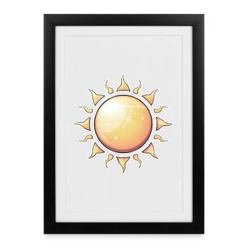 Rayonnant Sunburst Nature Design - Affiche encadrée (27 × 37 cm) - noir - Devant