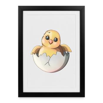 Mignon nouveau-né et illustration d’œuf - Affiche encadrée (27 × 37 cm) - noir - Devant