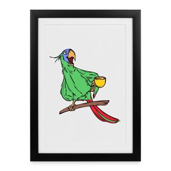 Perroquet, Oiseau, Animal, Animal De Compagnie, Tropical, Animaux De Zoo - Affiche encadrée (27 × 37 cm) - noir - Devant
