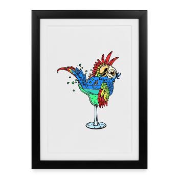 Amoureux Des Animaux, Animal De Compagnie, Perroquet, Animal, Oiseau, Zoo - Affiche encadrée (27 × 37 cm) - noir - Devant