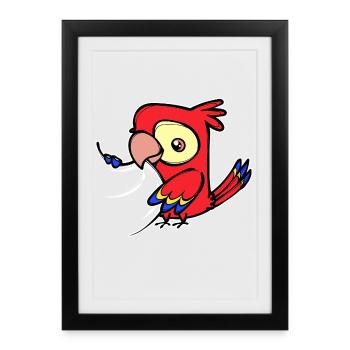 Zoo, Oiseau, Animal, Perroquet, Amoureux Des Animaux, Animal De Compagnie - Affiche encadrée (27 × 37 cm) - noir - Devant