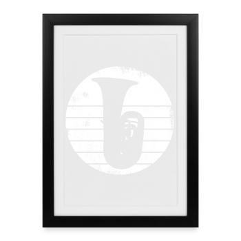 Tuba Drawing - Framed poster (27 × 37 cm) - black - Front