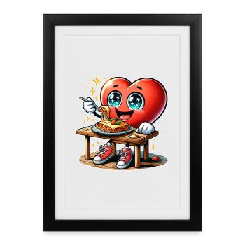 Lasagna Heart Italy Food & Kitchen - Affiche encadrée (27 × 37 cm) - noir - Devant