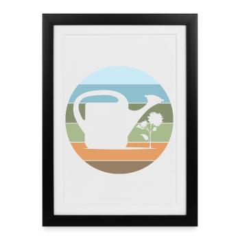 Arrosoir Jardinier Jardin Amour Fleurs Plantes - Affiche encadrée (27 × 37 cm) - noir - Devant