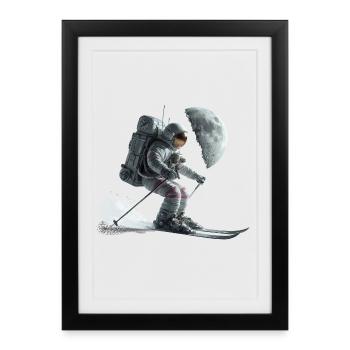 Astronaute Skieur - Affiche encadrée (27 × 37 cm) - noir - Devant