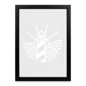 The White Lighthouse and the Ocean - Framed poster (27 × 37 cm) - black - Front