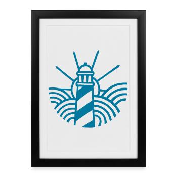 The Blue Lighthouse and the Ocean - Framed poster (27 × 37 cm) - black - Front