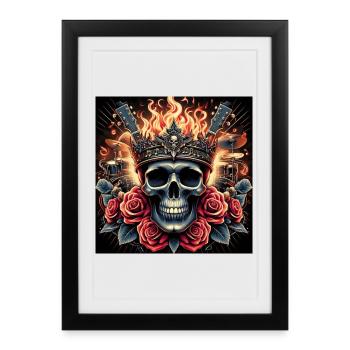 Burning Skull - Framed poster (27 × 37 cm) - black - Front