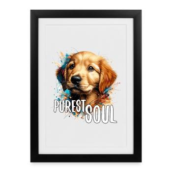 Golden Retriever Welpe reinste Seele Hund Geschenk - Gerahmtes Poster (27 × 37 cm) - Schwarz - Vorne