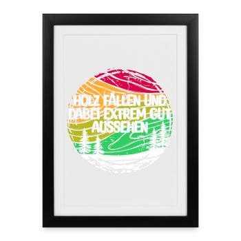 Bûcheron Woodland bois déclaration bois arbre de menuiserie - Affiche encadrée (27 × 37 cm) - noir - Devant