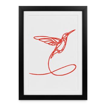 Oiseau étrange rouge - Affiche encadrée (27 × 37 cm) - noir - Devant