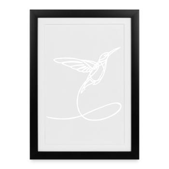 Oiseau étrange blanc - Affiche encadrée (27 × 37 cm) - noir - Devant