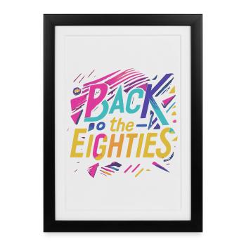 Colorful 80s Neon Lettering - Framed poster (27 × 37 cm) - black - Front