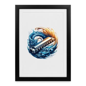 Harmonica abstract design - Framed poster (27 × 37 cm) - black - Front