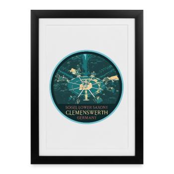 Illustration Château Clemenswerth, Allemagne - Affiche encadrée (27 × 37 cm) - noir - Devant