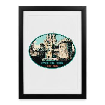 Illustration Chateau Butrón, Spain - Framed poster (27 × 37 cm) - black - Front