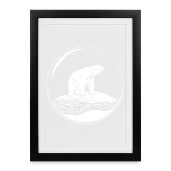 Polar bear on ice floe Save the polarbear - Framed poster (27 × 37 cm) - black - Front