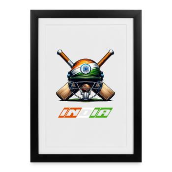 India elephant cricket helmet design - Framed poster (27 × 37 cm) - black - Front