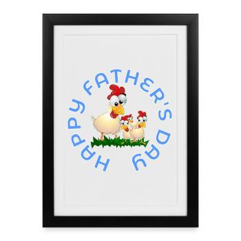 Bonne fête des pères - Élevage de poulets - Affiche encadrée (27 × 37 cm) - noir - Devant