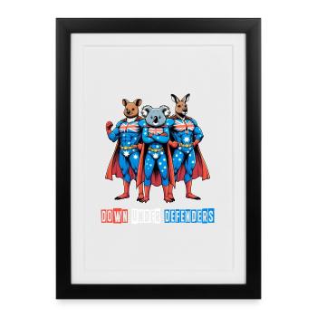 Les héros australiens, le kangourou Quokka et le - Affiche encadrée (27 × 37 cm) - noir - Devant
